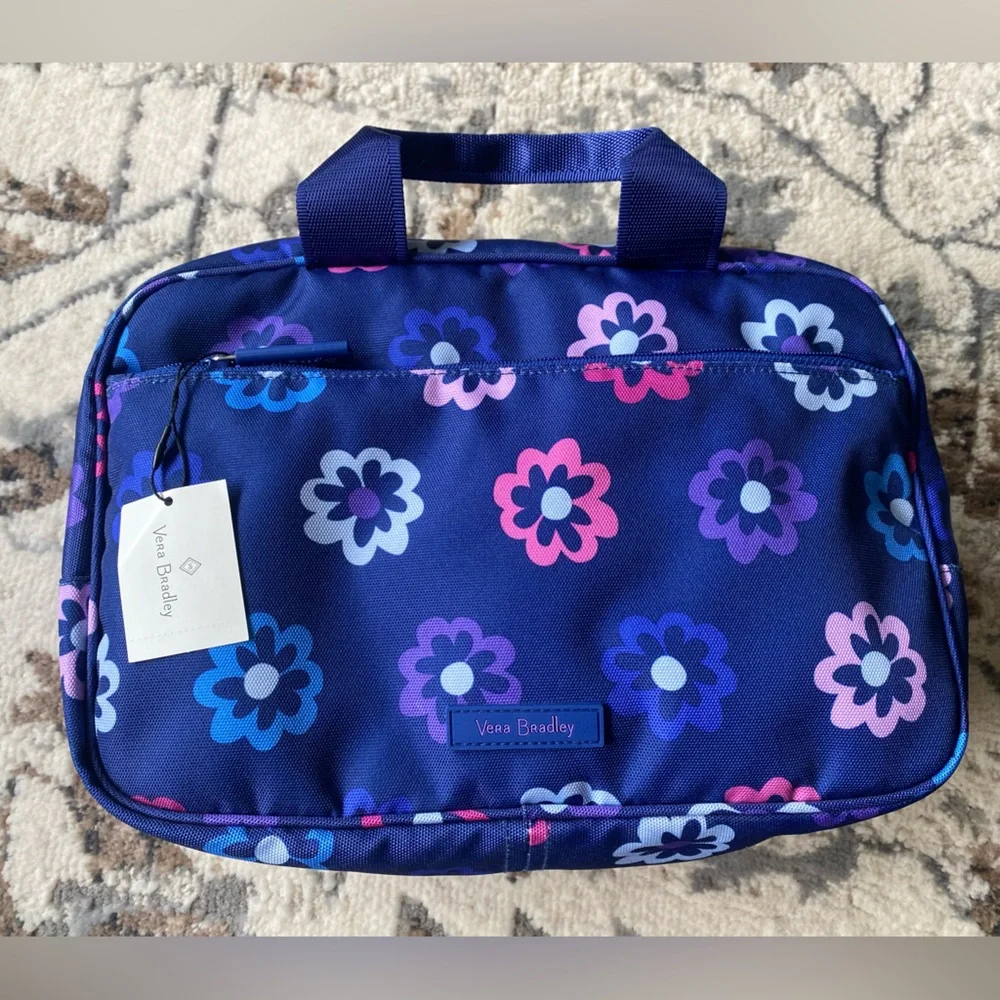 NWT New Ellie Floral Print Travel Organizer Vibrant Blue Pink Navy Purple Color